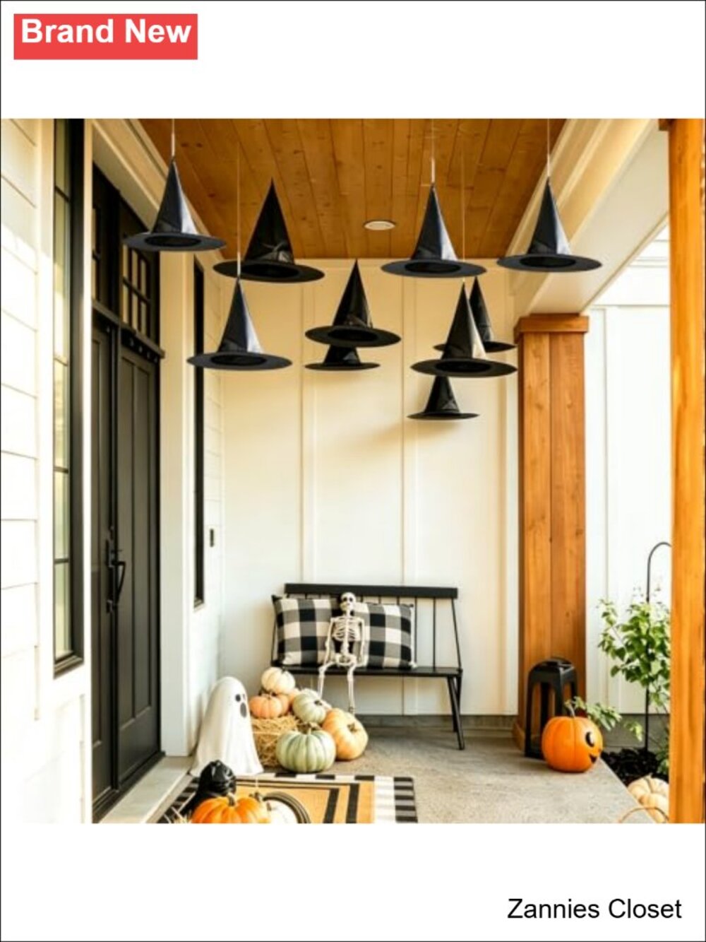 ๐ป 10Pc Hanging Witch Hat Set Oxford Fabric Halloween Decor Wizard Hats - Picture 3 of 6